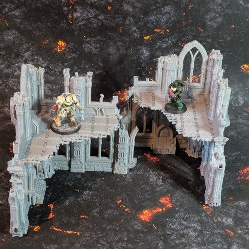 Sci Fi Gothic Ruined Building Set B – Grimdark Terrain for 28–32mm Wargaming