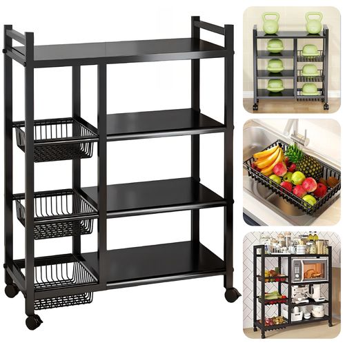 4 Tier Kitchen Basket Storage Trolley Rack Fruit Vegetable Organiser Shelf Cart — image 19