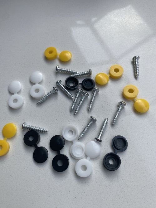 12 x NUMBER PLATE CAR FIXING FITTING KIT SCREWS & CAPS HINGED BLACK YELLOW WHITE — image 8