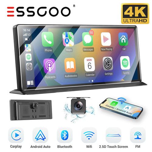 11.3" 4K Portable Carplay Screen Wireless Apple Carplay Android Auto Dash cam