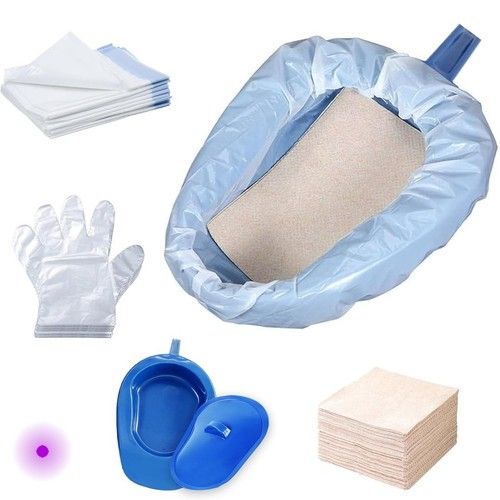 Bedpan Disposable Set for Hospital Home Elderly, Bedridden Patients Blue