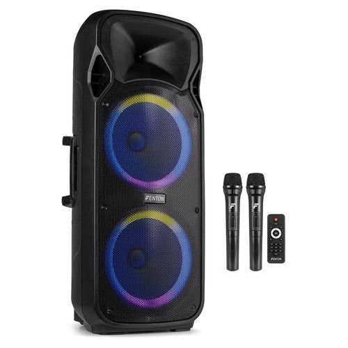 Fenton FT212LED MK2 Portable PA System - 1400W Wireless Speaker with Microphone