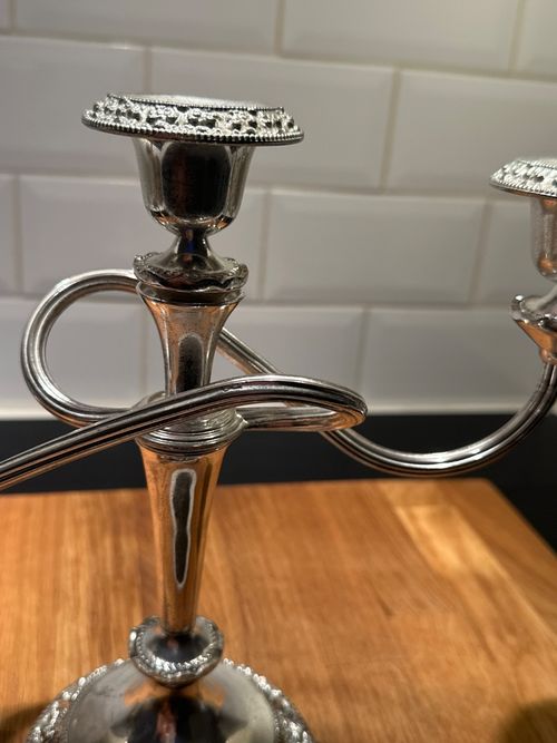 vintage Silver plated three arm Candelabra — image 9