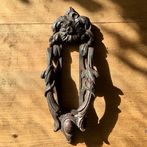 9 1/2” Antique Victorian Cast Iron Door Knocker KENRICK Old 19th Century