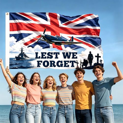 Lest We Forget Flag 5ft x 3ft with Eyelets Poppy Remembrance Day Flag for War — image 20