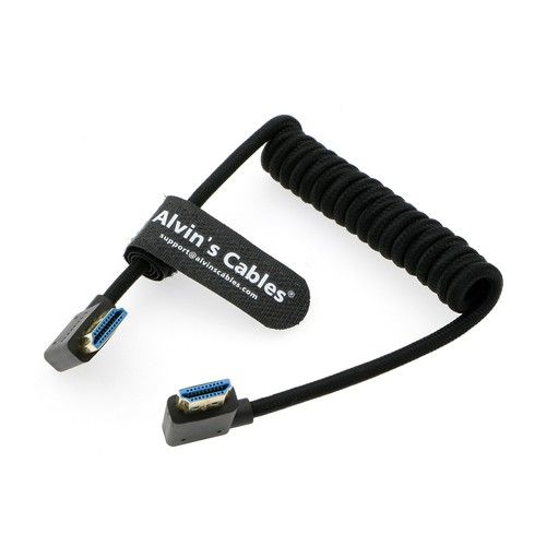 8K 2.1 HDMI Left Angle to Right Angle High Speed Braided Coiled Cable for Atomos