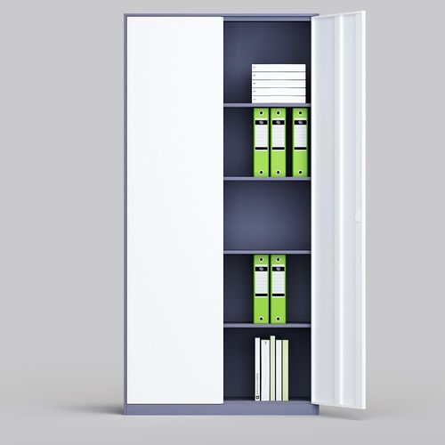 Filing Cabinet Storage Unit 2 Doors 5 Compartments Adjustable Shelf — image 4