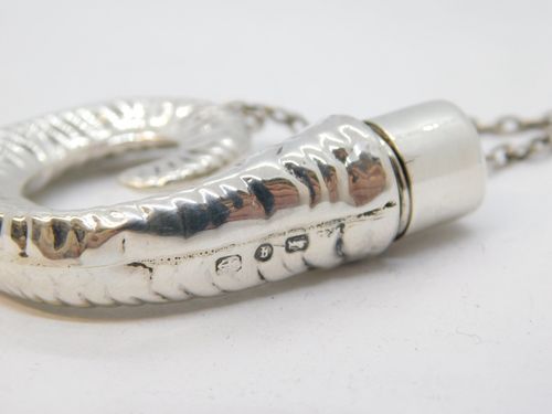 Victorian Sterling Silver Novelty Rams Horn Scent Bottle Antique 1890 Birmingham — image 3
