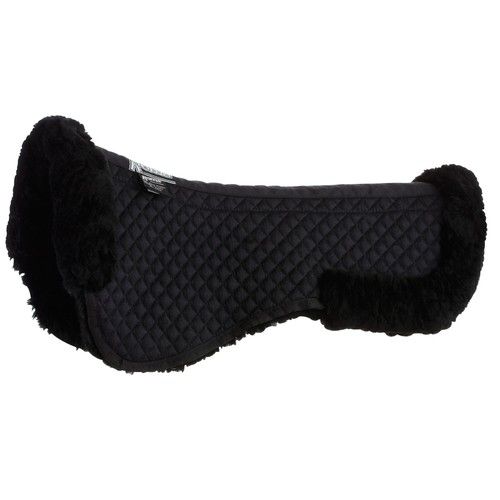 ROMA GENUINE REAL SHEEPSKIN SADDLE HALF PAD NUMNAH FUR ROLLED EDGES FULLY LINED