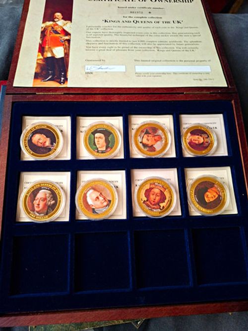 Kings & Queens of the UK One Dollar 8pc Boxed Set Cert 001972 0.999
