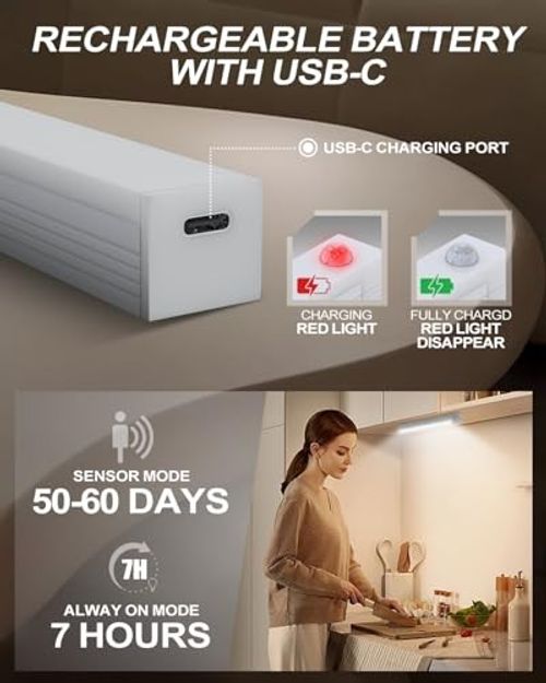 Under Cabinet Kitchen Lights 4 Pack, 4 Modes, USB Motion Sensor Cupboard Light, — image 11
