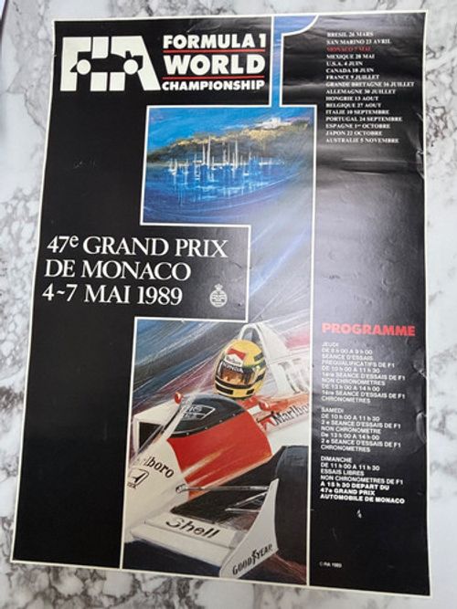 Original 1989 Monaco F1 event poster