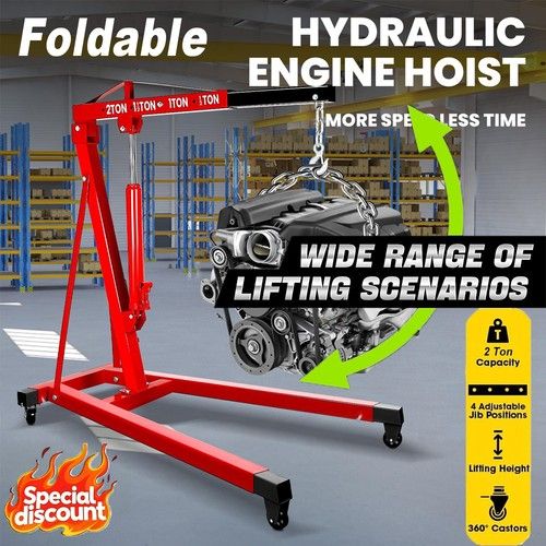 2 Ton Motor Engine Crane Hydraulic Hoist lift Jack Lifting Folding Workshop 2T