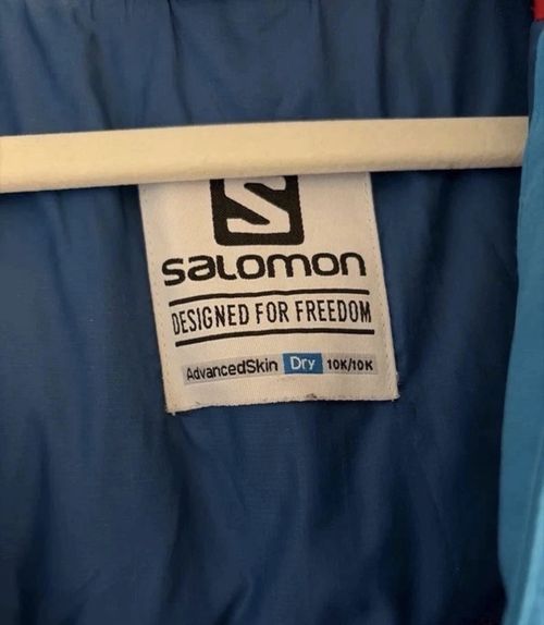 Salomon Blue Puffer Jacket Size S Hooded Faux Fur Trim — image 3