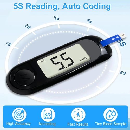 Blood Glucose Sugar Monitor Diabetes Testing Kit +50 Test Strips +50 Lancets — image 4