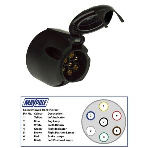 12N 7 Pin Plastic Socket Trailer Caravan Lights 12 Volt 12N Maypole
