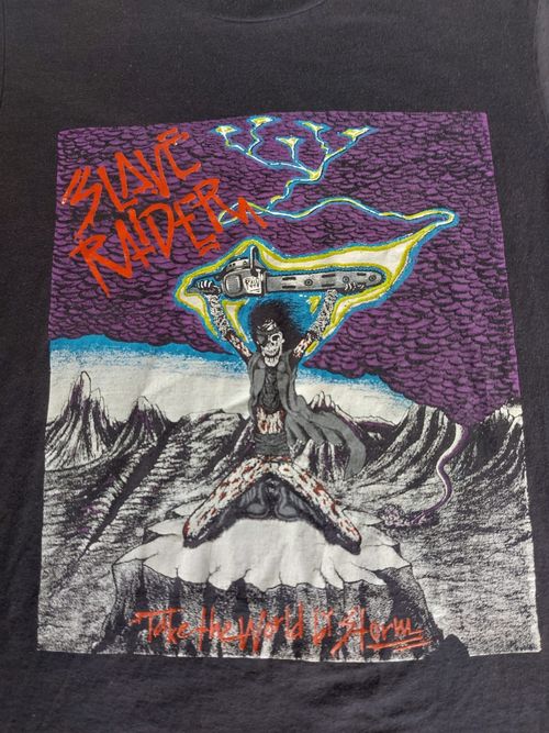 Rare Vintage 1980s Slave Raider TShirt Take The World By Storm. M/L — image 2