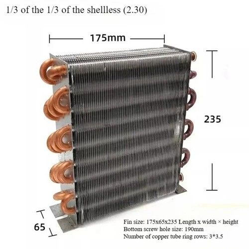 Copper tube aluminum fin heat exchanger condenser water-cooled radiator 1PC