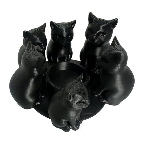 Black Cats Candle Tea Light Holder 3D Printing Cats Animal Candle Holder