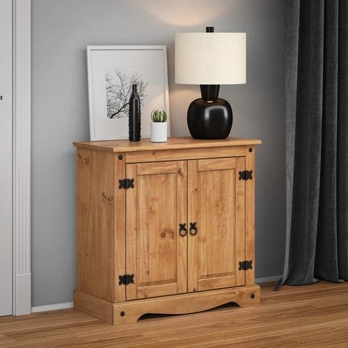 Corona Sideboard 2 Door Cupboard Solid Wood Small Mexican Pine Wooden Cabinet