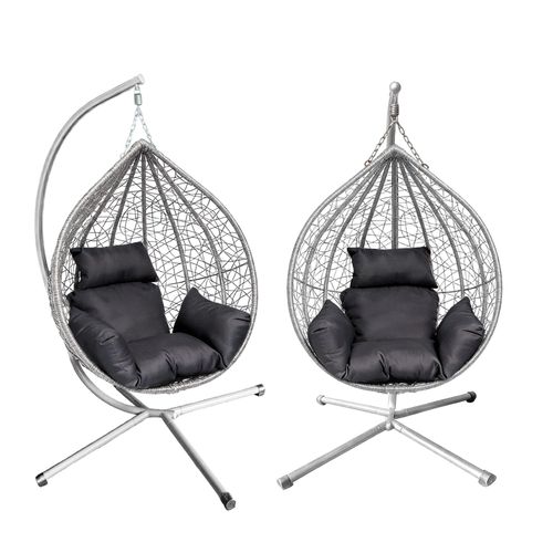 Rattan Hanging Swing Egg Chair Garden Patio Indoor Outdoor With Cushion & Stand — image 1