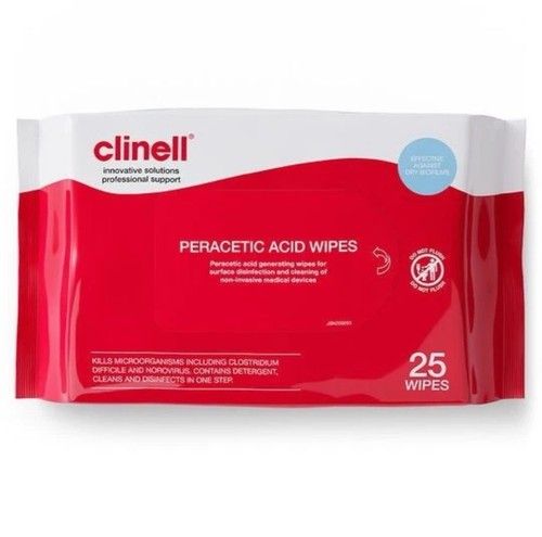 Clinell Peracetic Acid Wipes 2-Pack 25 Count Pack of 2