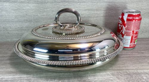 SILVER PLATED LIDDED OVAL LIDDED SERVING DISH / TUREEN antique MH&CO