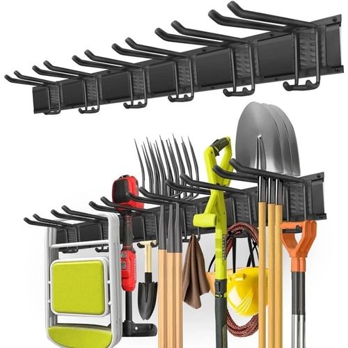 2x Garage Garden Tool Holder Storage Rack Shed Wall Mounted Organiser Long Hooks — image 14