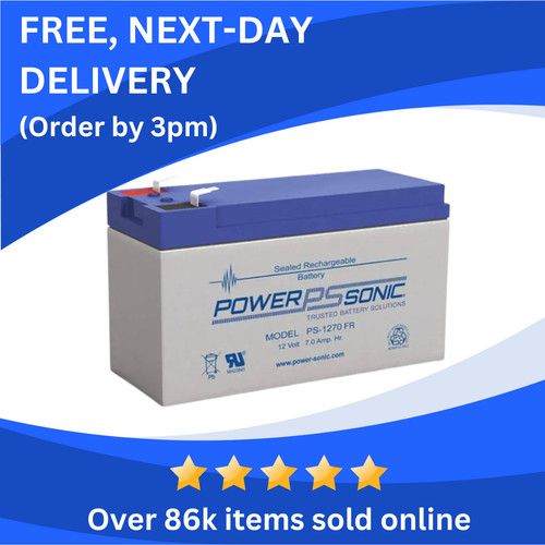 PowerSonic 12V 7Ah Fire Retardant AGM Battery | Emergency Lighting, Fire Alarm