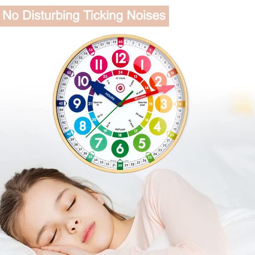 Children’s Learning Large 12” Wall Clock  Safe Acrylic Face, Silent Sweep — image 7