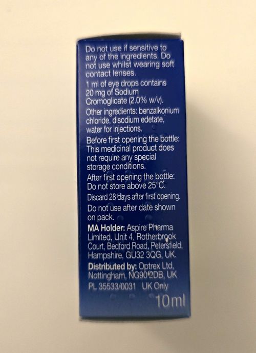 Optrex Hayfever Relief Eye Drops Sodium Cromoglicate 2% 10ml Exp 05/2028 — image 4