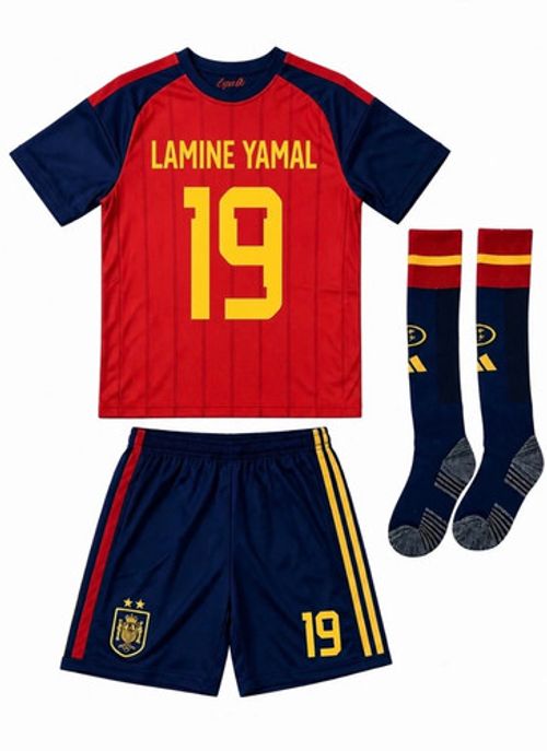 Spain Home 2026  Kids  Football Kit 2 Star Lamine Yamal #19 Set 7-13  yrs old