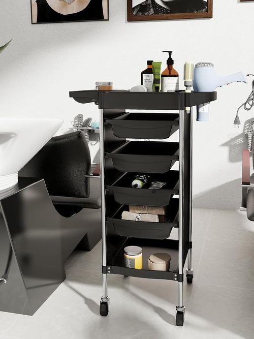 4 Drawer Salon Hairdresser Rolling Cart Trolley Beauty Barber Storage Basket — image 4