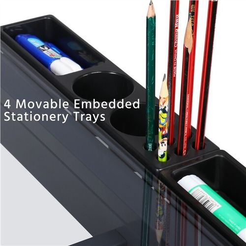 Rolling Drafting Table Angle Adjustable Drawing Artwork Desk with Glass Tabletop — image 8
