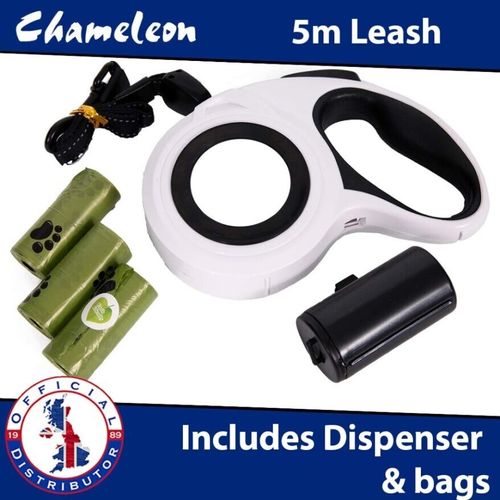 Extendable retractable Pet Leash with Poo Bag Dispenser Dog Lead 5 Metres — image 1