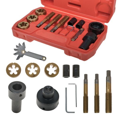 13Pcs Tap & Die Set for Wheel Studs + Nuts Thread Repair M12 x1.25 M12 x 1.5 M14 — image 8