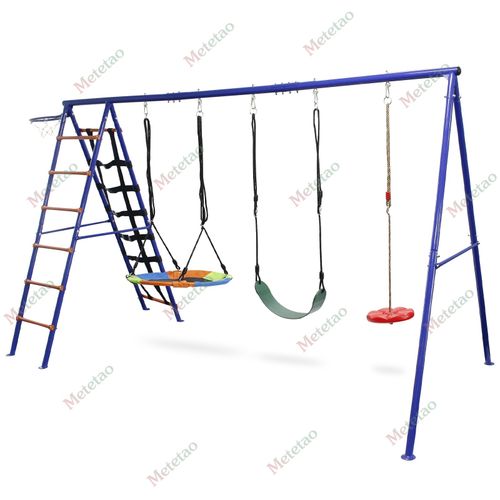 6 in1 Garden Kids Swing Set with Double Swings Slide Ladder for Outdoors Playing — image 8