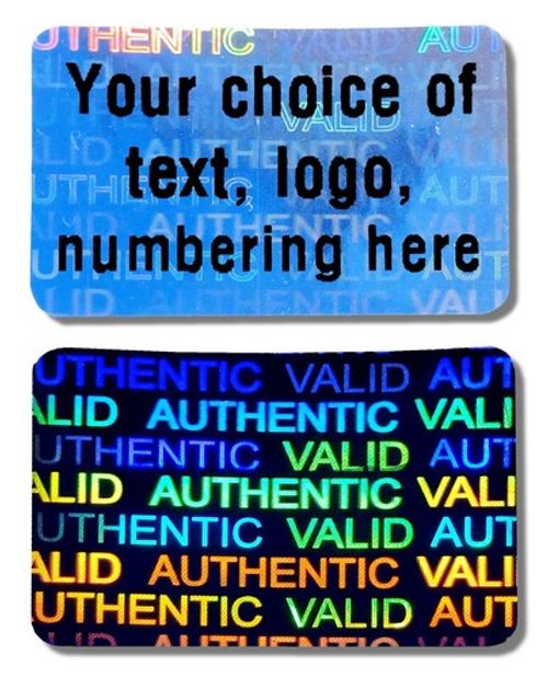 Large CUSTOM PRINTED Security Hologram Stickers, 30mm x 20mm, Warranty Labels