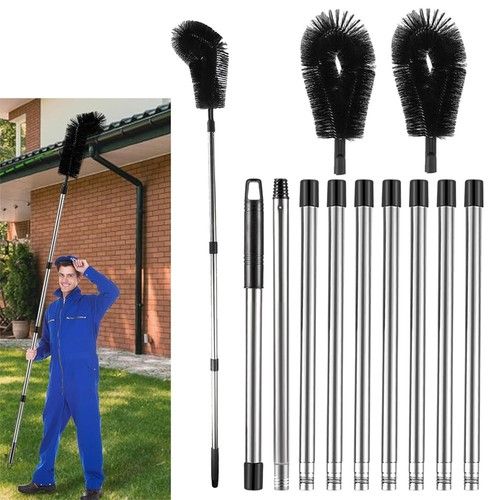 10FT Telescopic Gutter Cleaning Tool Adjustable Extension Pole Roof Cleaner UK