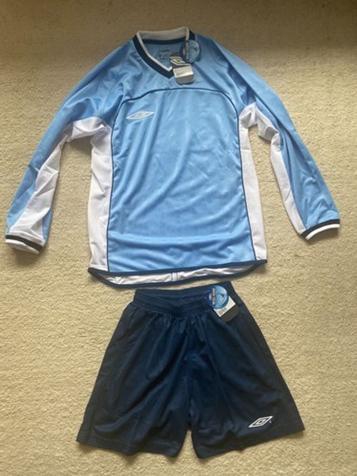 Umbro Sports Kit - Blue Shorts and Long Sleeved Shirt - New, Approx 12-13 Years 