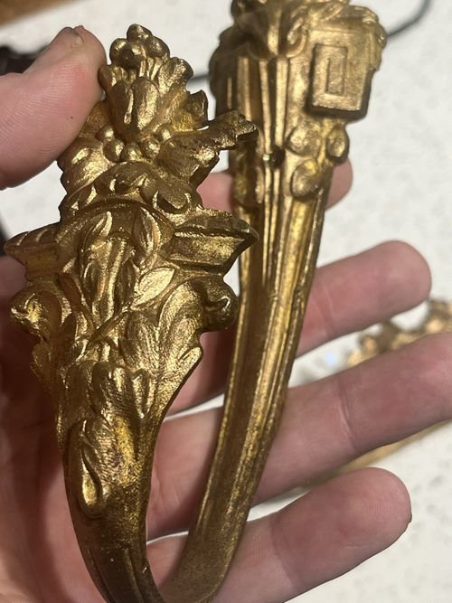 Rare 19thC Maison Christofle Ormolu Gilded Bronze Embrasses Rococo Sash Hooks — image 7