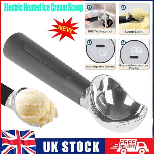 Heated Ice Cream Scoop Rechargeable Electric Scooper for Hard Ice Cream 158°F