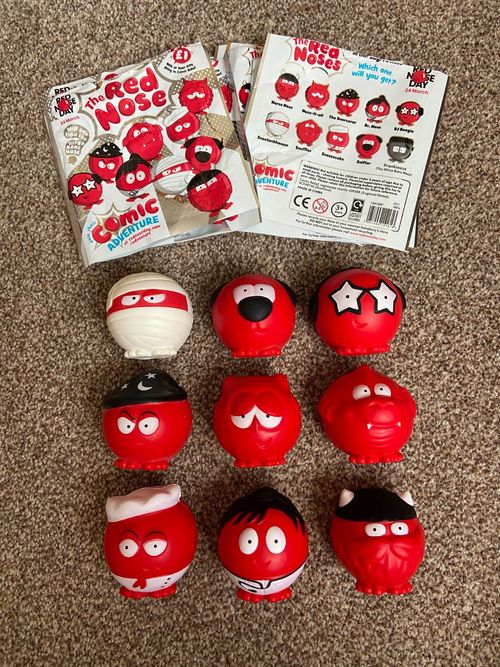 Comic Relief Red Nose Day 2017 NEW complete set of 9 noses, with unsealed bags — image 1