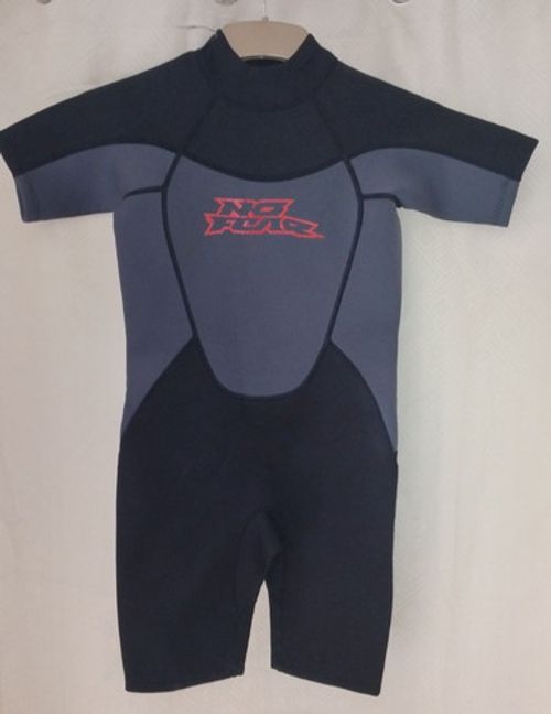 Kids Shorty Wetsuit, No Fear, 7/8 Years, Black/Grey, Used - VG
