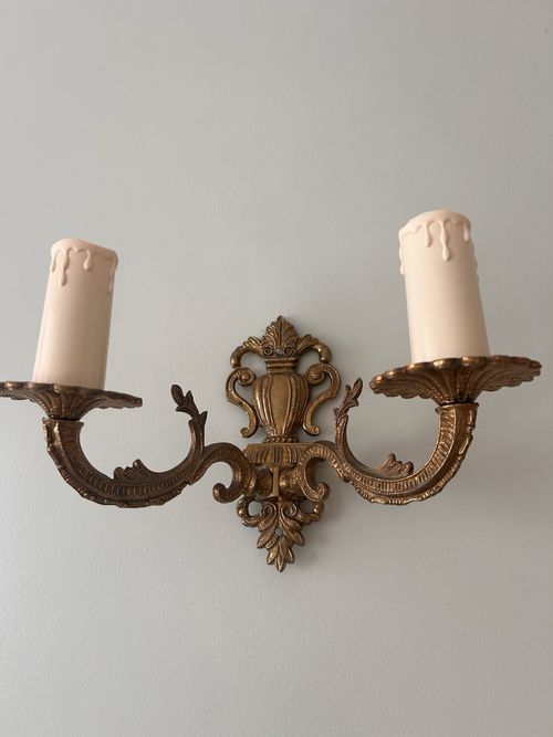 Vintage Brass Pair Ornate Antique Style Wall Sconce By Bronceart Torrent 2 Arm  — image 4