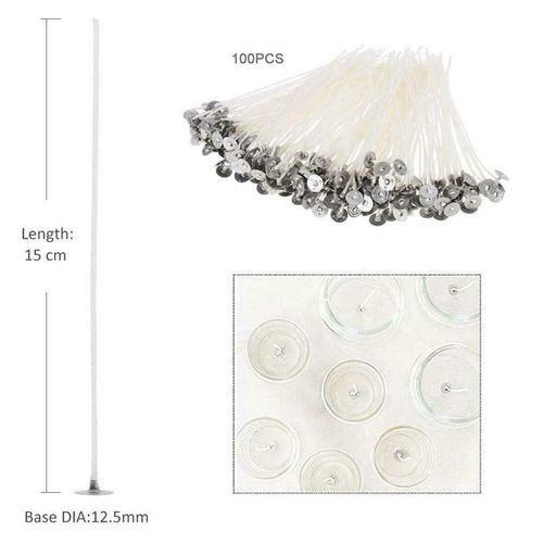 HIGH QUALITY PRE WAXED CANDLE WICKS WITH SUSTAINERS LONG TABBED 150mm CRAFT — image 2
