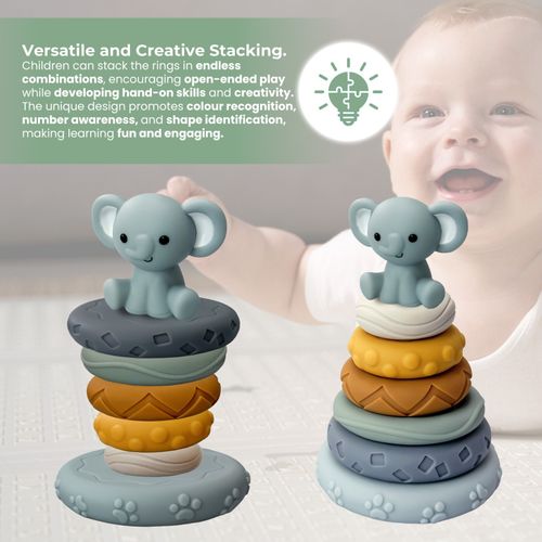 Kyoot Montessori Sensory Toy Silicone Stacking Rings 7pc BPA-Free Baby Teething — image 2