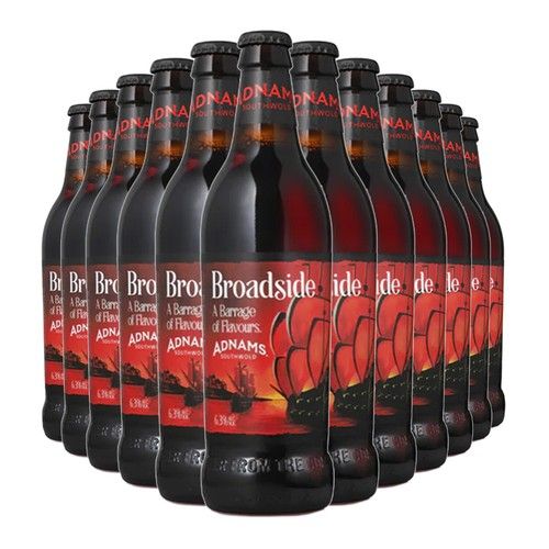 Adnams Broadside Ale 6% 500ml Glass Bottles - Pack of 12 (Free Bottle Opener)