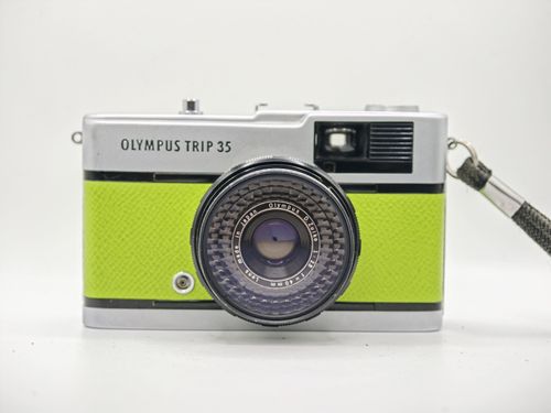 Olympus Trip 35 Vintage 35mm Film Camera Lime Green Leather Tested — image 2