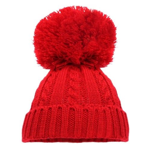 Baby Boys Girls Unisex Winter Cable Twist Pom Pom Knit Hat Mittens Booties 0-24M